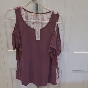NWT Kensie Mauve Cold Shoulder Blouse